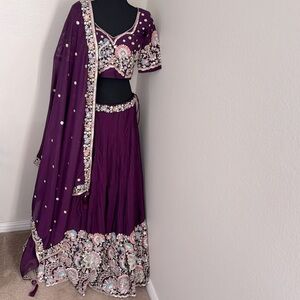 Brand New Indian Lengha - Purple Beaded Work